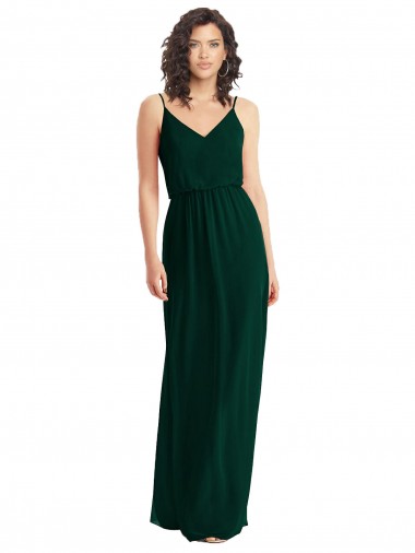 Sleeveless Ever Green V-Neck Low Back Soft Chiffon A-Line Semi Formal Evening Dress / Bridesmaid Dress Newcastle
