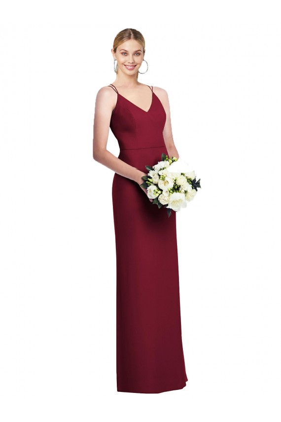 Sleeveless Burgundy V-Neck Soft Chiffon A-Line Formal Dress / Bridesmaid Dress Newcastle