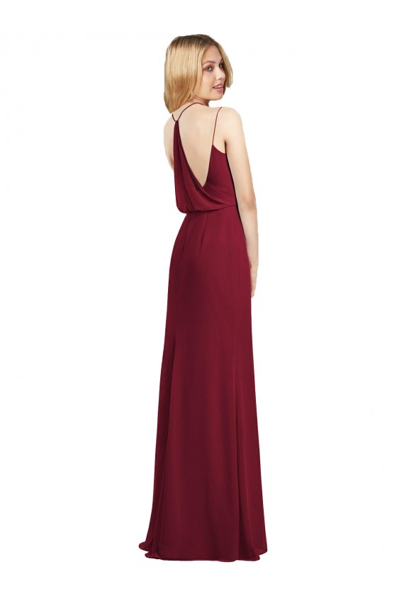 Sleeveless Burgundy V-Neck Soft Chiffon A-Line Formal Dress / Bridesmaid Dress Newcastle
