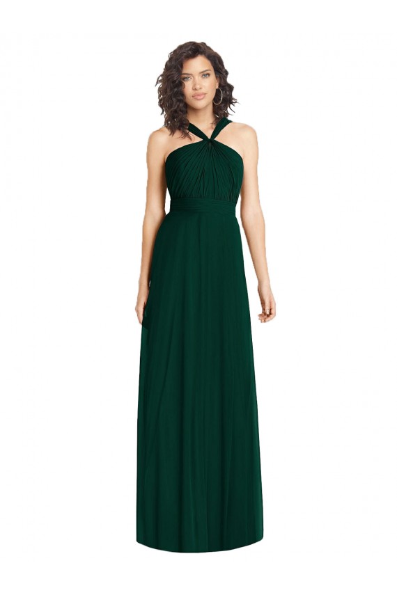 Sleeveless Ever Green Halter Neck Soft Chiffon A-Line Bridesmaid Dress Newcastle