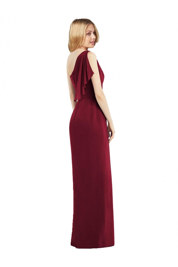 Sleeveless Olive Green One Shoulder Soft Chiffon Trumpet Bridesmaid Dress Newcastle