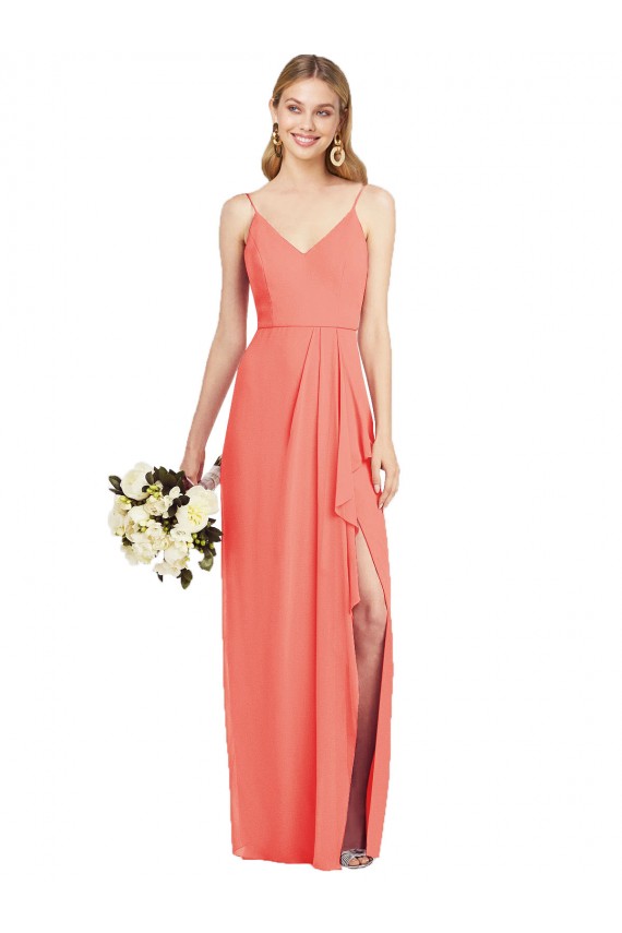 Sleeveless Spaghetti Straps Soft Chiffon Trumpet Formal Dress / Bridesmaid Dress Newcastle