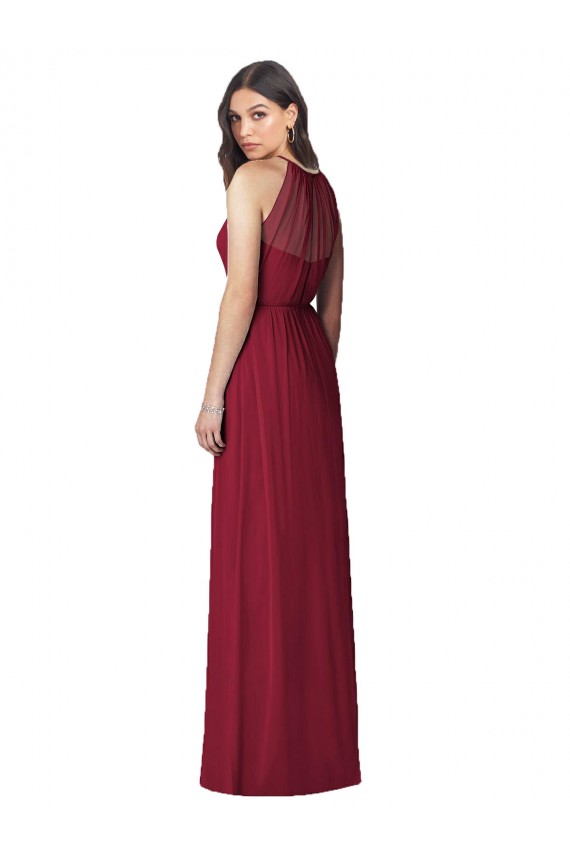 Sleeveless Burgundy Halter Neck Soft Chiffon Trumpet Bridesmaid Dress Newcastle