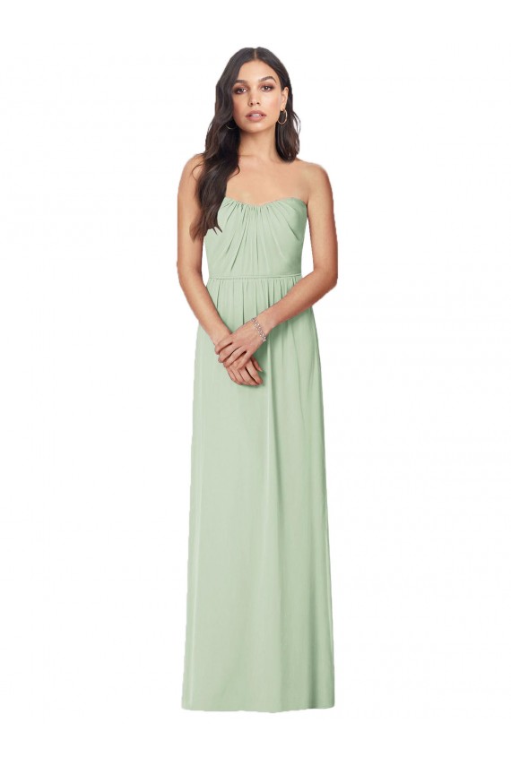 Sleeveless Sage Strapless Soft Chiffon Trumpet Bridesmaid Dress Newcastle