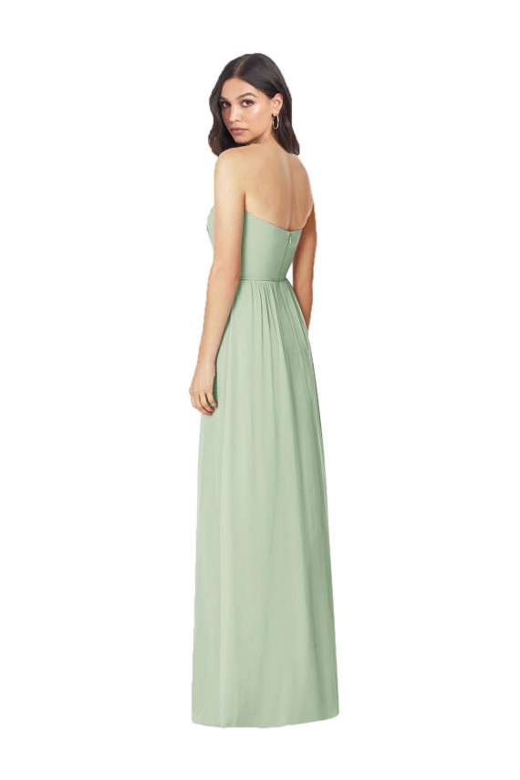 Sleeveless Sage Strapless Soft Chiffon Trumpet Bridesmaid Dress Newcastle