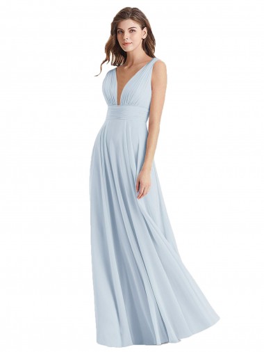 Sleeveless V-Neck Tie Back Lxue Chiffon A-Line Bridesmaid Dress Newcastle