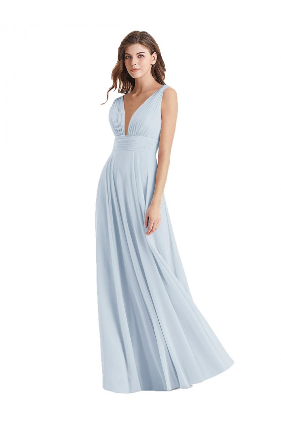 Sleeveless V-Neck Tie Back Lxue Chiffon A-Line Bridesmaid Dress Newcastle