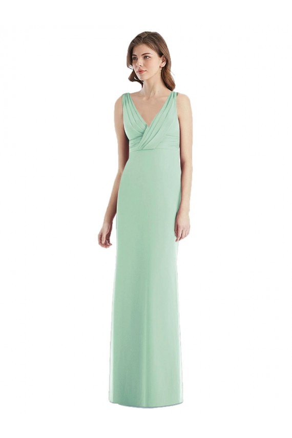 Sleeveless V-Neck Open Back Chiffon Trumpet Bridesmaid Dress / Evening Dress Newcastle