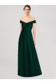 Sleeveless Ever Green Off the Shoulder Soft Chiffon A-Line Formal Dress / Bridesmaid Dress Newcastle