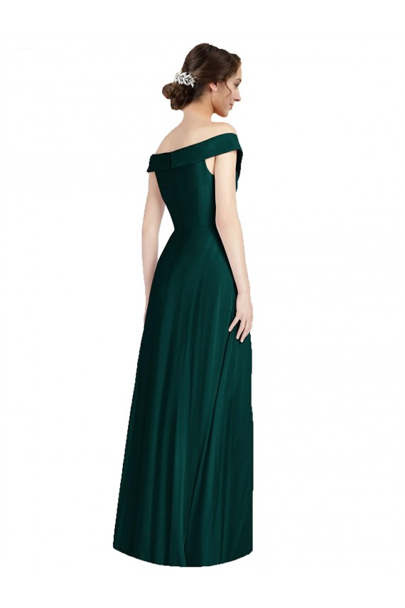 Sleeveless Ever Green Off the Shoulder Soft Chiffon A-Line Formal Dress / Bridesmaid Dress Newcastle