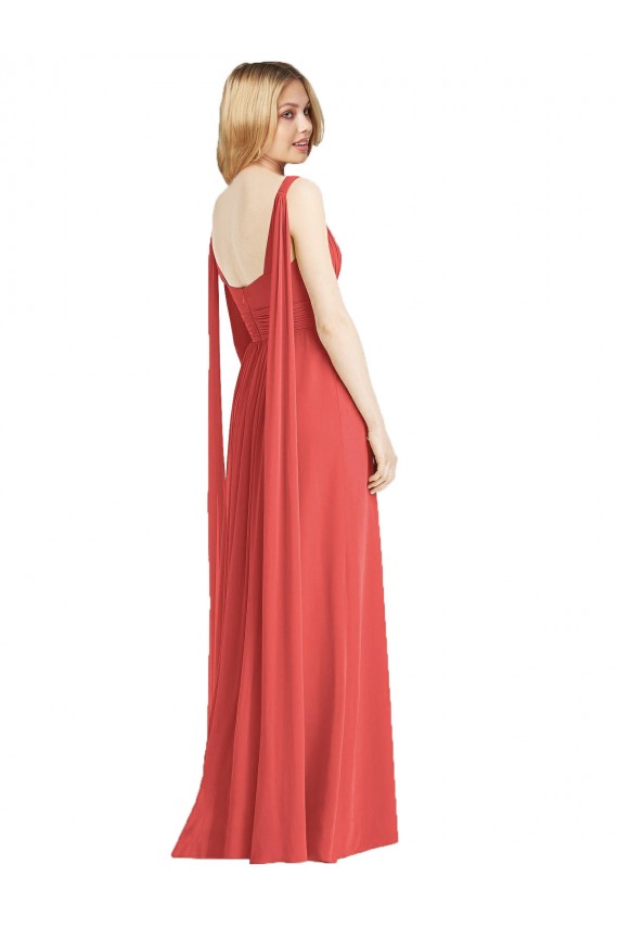 Sleeveless Firecracker V-Neck Low Back Soft Chiffon A-Line Bridesmaid Dress Newcastle