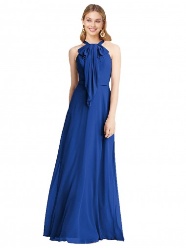 Sleeveless Halter Neck V-Back Soft Chiffon A-Line Bridesmaid Dress Newcastle
