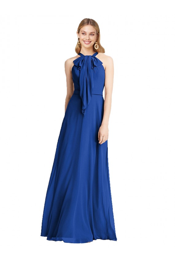 Sleeveless Halter Neck V-Back Soft Chiffon A-Line Bridesmaid Dress Newcastle