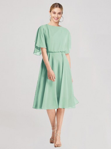 Flutter Sleeves Open Back Soft Chiffon A-Line Bridesmaid Dress Newcastle