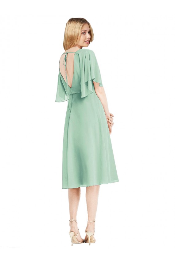 Flutter Sleeves Open Back Soft Chiffon A-Line Bridesmaid Dress Newcastle