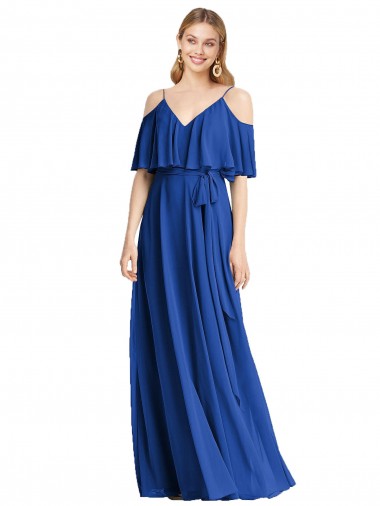 Cold Shoulder Spaghetti Straps Chiffon A-Line Bridesmaid Dress Newcastle