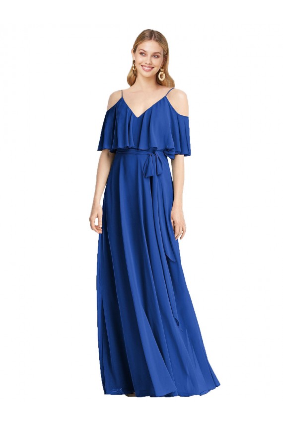 Cold Shoulder Spaghetti Straps Chiffon A-Line Bridesmaid Dress Newcastle
