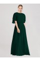 Flutter Sleeves Round Neck Open Back Soft Chiffon A-Line Bridesmaid Dress Newcastle
