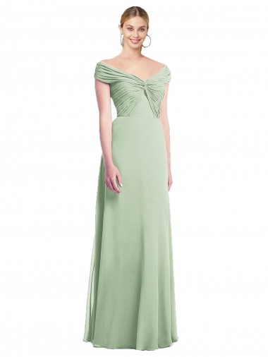 Sleeveless Sage Off the Shoulder Soft Chiffon Trumpet Bridesmaid Dress Newcastle