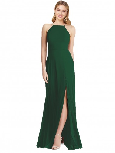 Sleeveless Dark Green Spaghetti Straps Soft Chiffon A-Line Semi Formal Evening Dress / Bridesmaid Dress Newcastle