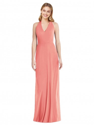 Sleeveless Halter Neck Soft Chiffon Trumpet Formal Evening Gown / Bridesmaid Dress Newcastle