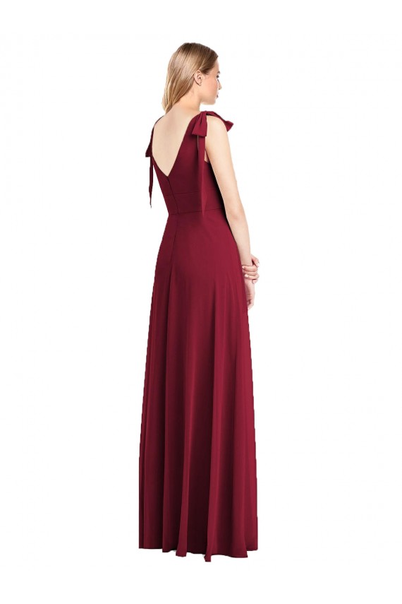Sleeveless Coral V-Neck V-Back Soft Chiffon Trumpet Bridesmaid Dress Newcastle