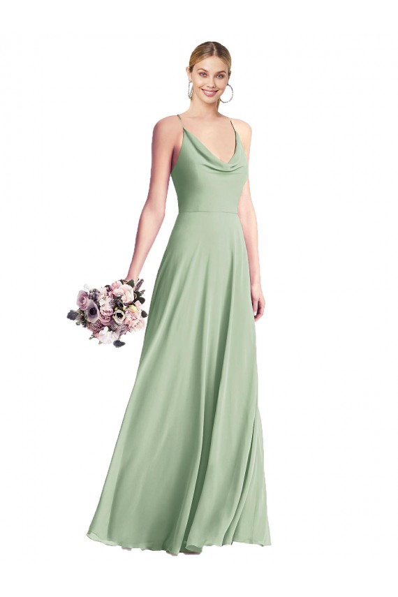 Sleeveless Spaghetti Straps V-Back Chiffon A-Line Bridesmaid Dress / Evening Dress Newcastle