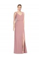 Sleeveless Dusty Pink V-Neck V-Back Soft Chiffon Mermaid Bridesmaid Dress Newcastle