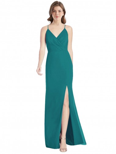 Sleeveless Spaghetti Straps Criss Cross Back Soft Chiffon Mermaid Bridesmaid Dress Newcastle
