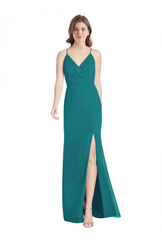 Sleeveless Spaghetti Straps Criss Cross Back Soft Chiffon Mermaid Bridesmaid Dress Newcastle