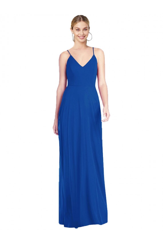 Sleeveless Spaghetti Straps Criss Cross Back Soft Chiffon A-Line Formal Dress / Bridesmaid Dress Newcastle
