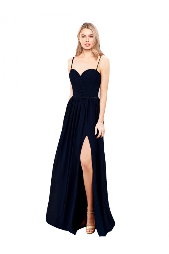Sleeveless Dark Navy Spaghetti Straps Soft Chiffon A-Line Formal Evening Gown / Bridesmaid Dress Newcastle