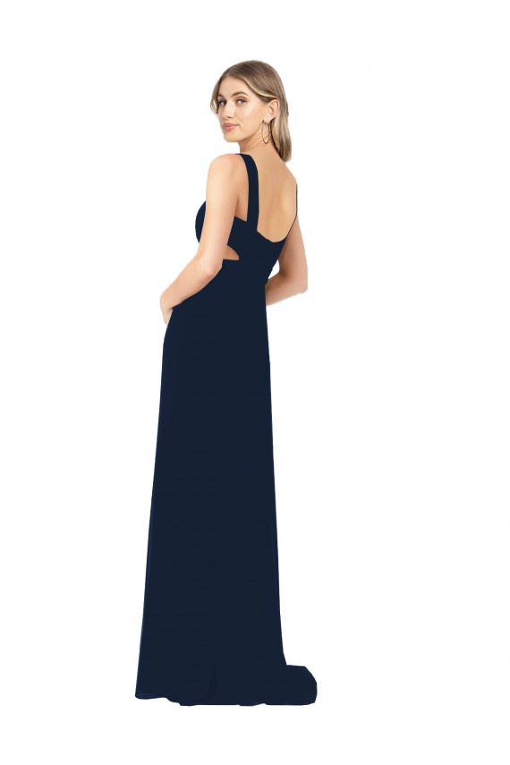 Sleeveless Dark Navy V-Neck Chiffon A-Line Bridesmaid Dress / Evening Dress Newcastle