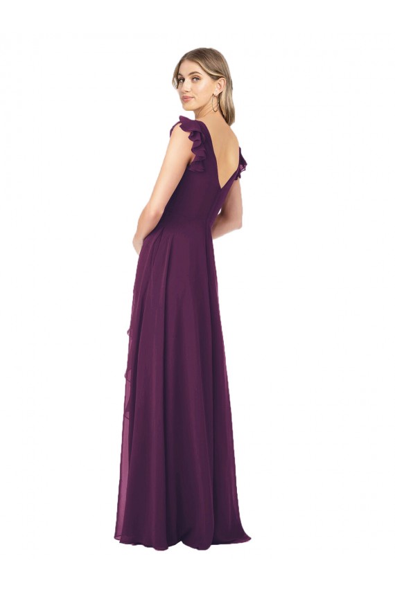 Cap Sleeves V-Neck Soft Chiffon A-Line Formal Dress / Bridesmaid Dress Newcastle