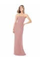 Sleeveless Dusty Pink Strapless Soft Chiffon Sheath Bridesmaid Dress Newcastle