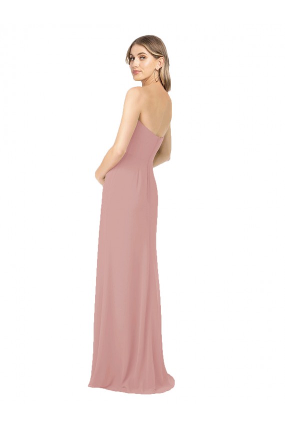 Sleeveless Dusty Pink Strapless Soft Chiffon Sheath Bridesmaid Dress Newcastle