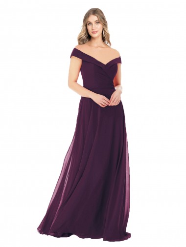 Sleeveless Grape Off the Shoulder Soft Chiffon A-Line Bridal Party Dress Newcastle