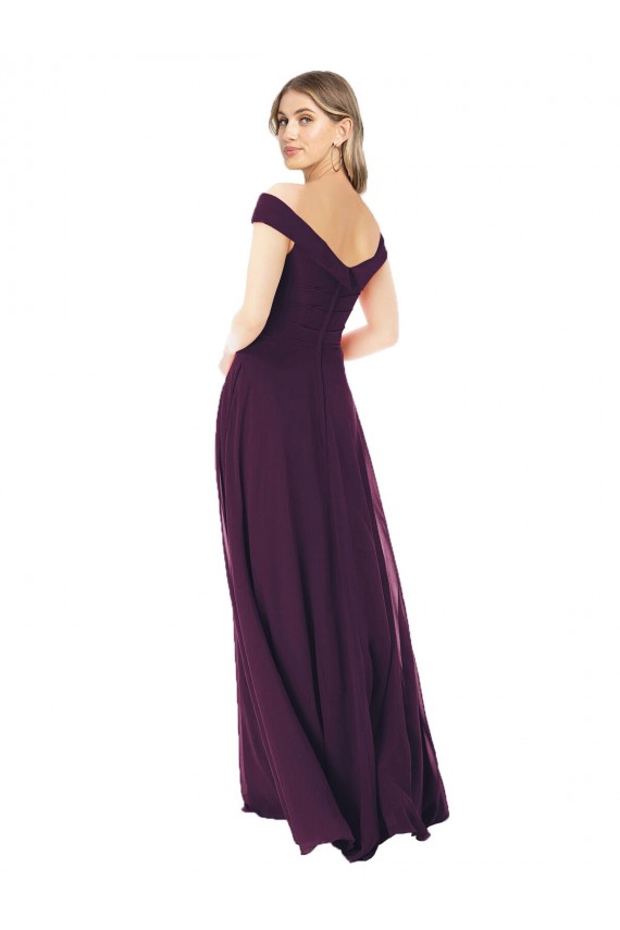 Sleeveless Grape Off the Shoulder Soft Chiffon A-Line Bridal Party Dress Newcastle