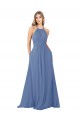 Sleeveless High Neck Open Back Soft Chiffon A-Line Bridesmaid Dress Newcastle
