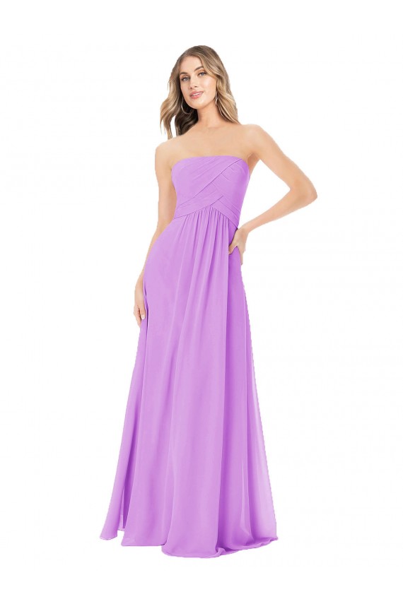 Sleeveless Violet Strapless Soft Chiffon A-Line Bridesmaid Dress Newcastle