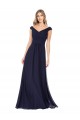 Sleeveless Dark Navy Off the Shoulder Soft Chiffon A-Line Evening Dress / Bridesmaid Dress Newcastle