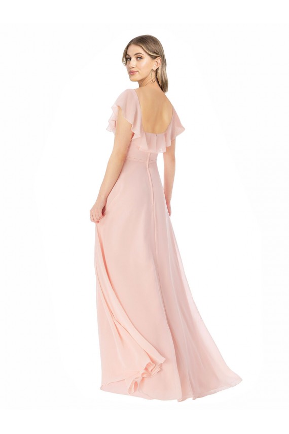 Cap Sleeves Square Neck Soft Chiffon A-Line Formal Dress / Bridesmaid Dress Newcastle