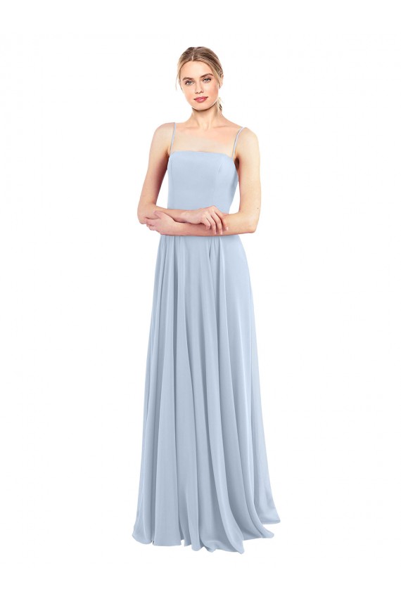 Sleeveless Light Sky Blue Spaghetti Straps Low Back Soft Chiffon A-Line Bridesmaid Dress Newcastle