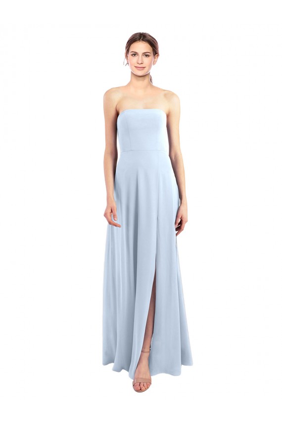 Sleeveless Light Sky Blue Strapless Soft Chiffon A-Line Bridesmaid Dress Newcastle