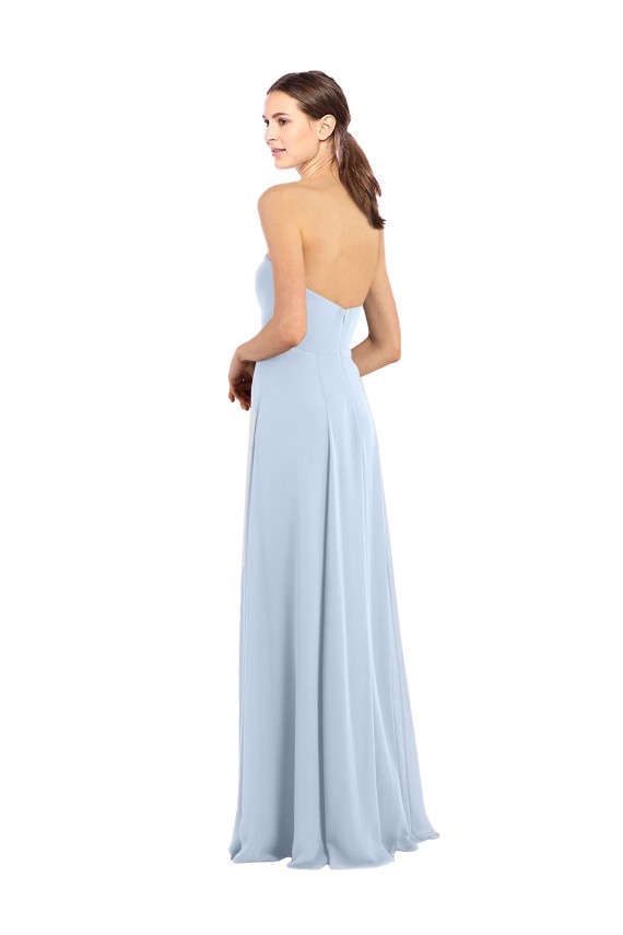 Sleeveless Light Sky Blue Strapless Soft Chiffon A-Line Bridesmaid Dress Newcastle