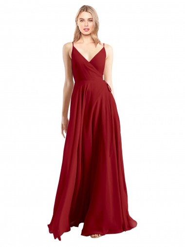 Sleeveless Spaghetti Straps V-Back Luxe Chiffon A-Line Bridesmaid Dress Newcastle