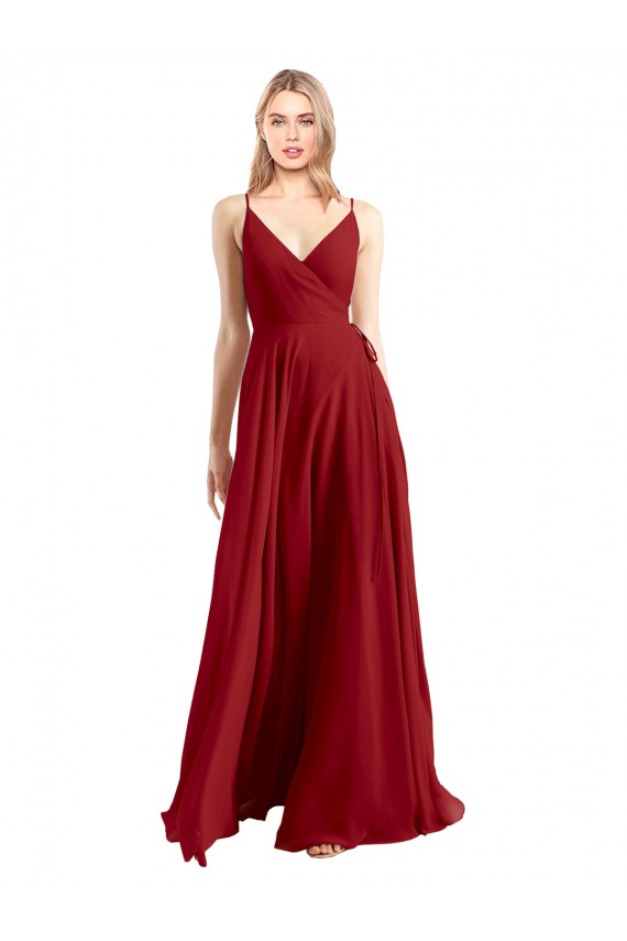 Sleeveless Spaghetti Straps V-Back Luxe Chiffon A-Line Bridesmaid Dress Newcastle