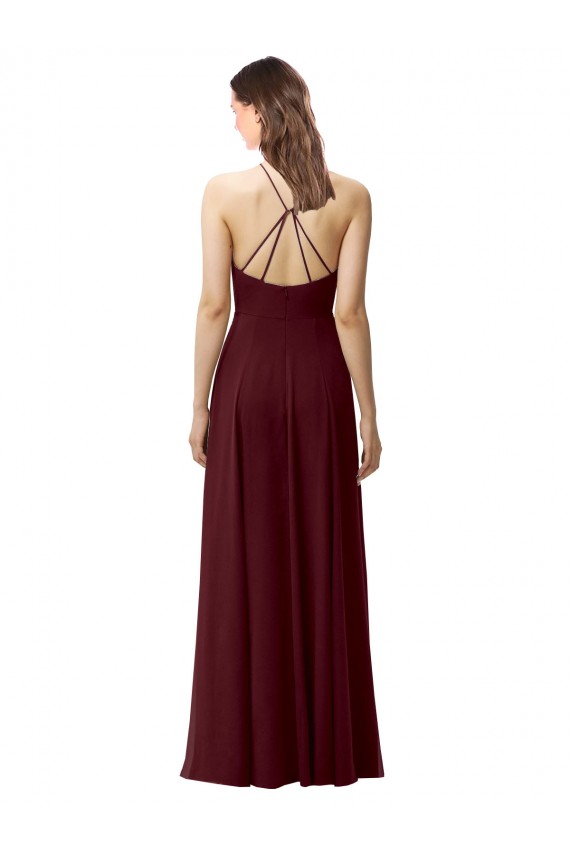 Sleeveless Halter Neck Criss Cross Back Soft Chiffon A-Line Bridesmaid Dress Newcastle