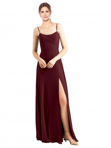 Sleeveless Burgundy Gold Spaghetti Straps Chiffon A-Line Bridesmaid Dress / Evening Dress Newcastle