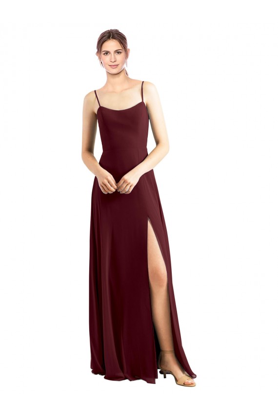 Sleeveless Burgundy Gold Spaghetti Straps Chiffon A-Line Bridesmaid Dress / Evening Dress Newcastle
